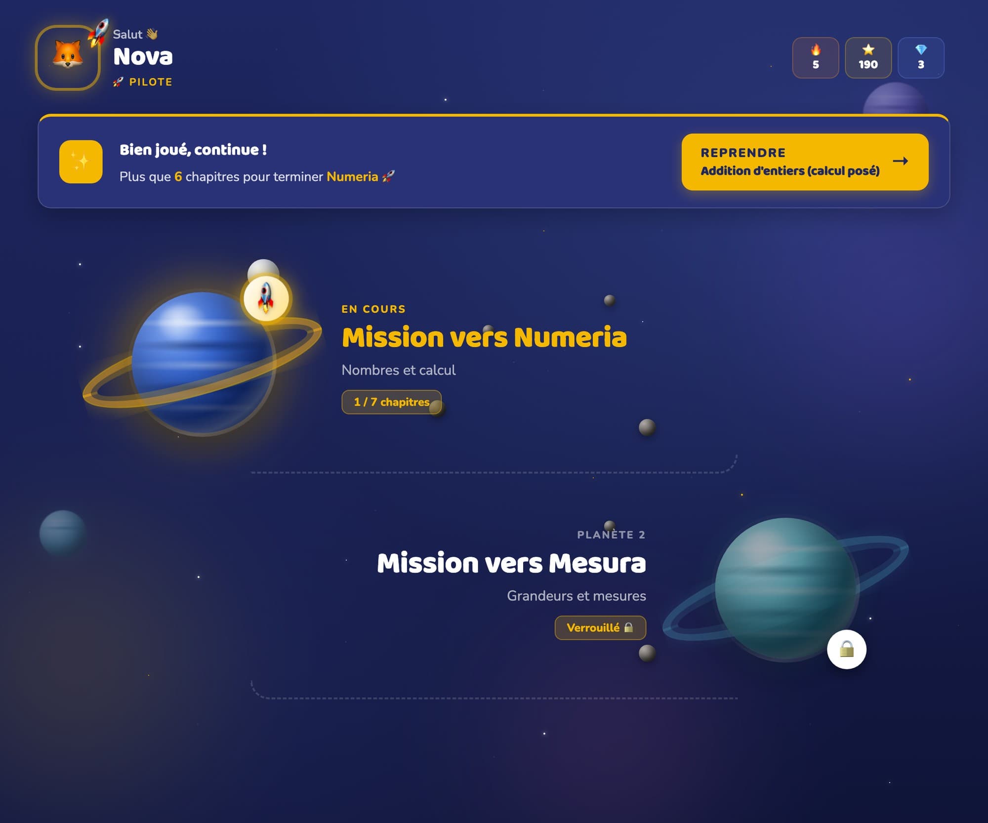 Le tableau de bord galaxie : missions, série et XP